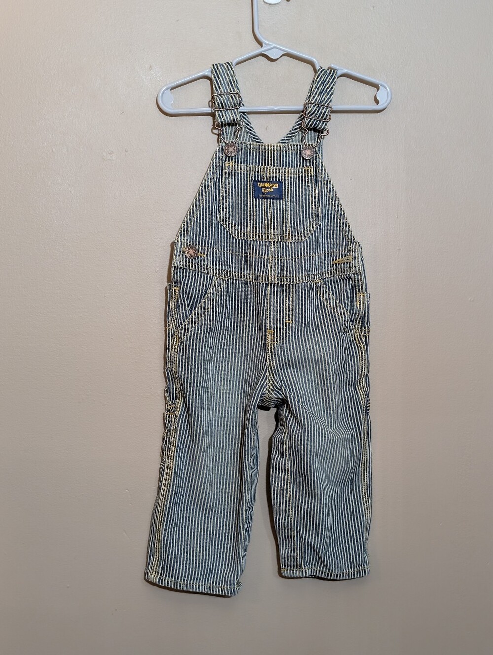 OshKosh overalls railroad stripe Size 12 Month